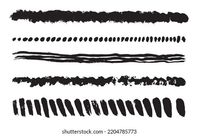 Lines texture. Black ink grunge paint brush strokes. Painted ink stripes, design elements. Vector illustration