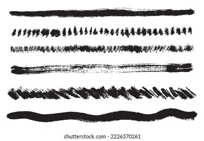Textura de líneas. Pincel negro de pintura grunge. Bandas de tinta pintadas, elementos de diseño. Ilustración del vector