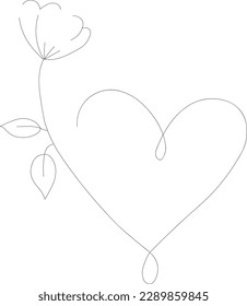 líneas que forman un corazón con una flor al final