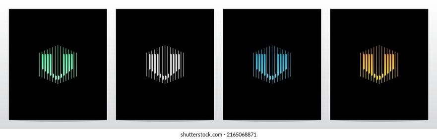 Lines Thick And Thin Hexagon Letter Logo Design V