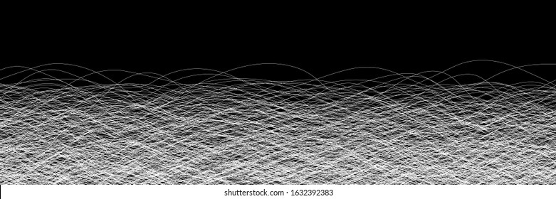 Lines and thread on a black background. White tangled chaos pattern.Chaotic white lines texture. Motley black and white vector background. Black and white chaotic banner. Design for creative banner.