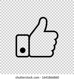 lines thumb up icon flat vector on transparent background