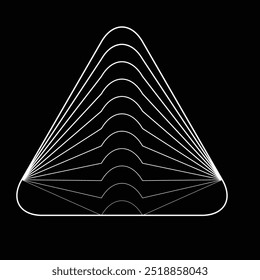 Linhas em forma de triângulo . Forma arredondada linear Ilustração vetorial . Muitas linhas formam um elemento triangle.Design . Várias linhas formando triângulo arredondado . Arte de linha geométrica abstrata .