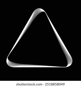 Lines in triangle Form . Linear rounded shape Vector Illustration .Lots of lines form a triangle.Design element . Various  lines forming rounded triangle . Abstract Geometric line art .