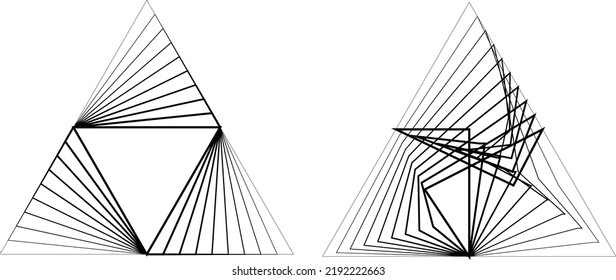 Lines in triangle Form . Spiral Vector Illustration .Technology round. Wave Logo . Design element . glitched lines .Abstract Geometric round shape 