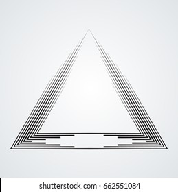 Lines in Triangle Form . Triangular Vector Illustration .Technology banner Logo . Design element . Abstract Geometric shape .