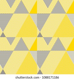 lines and triangles vintage geometric seamless pattern. abstract geometry lines repeatable motif for background, fabric, wrapping paper. complex stock vector illustration. 