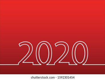 Lines Typography writing 2020 For New Year 2020  Concept on Gradient Red Background