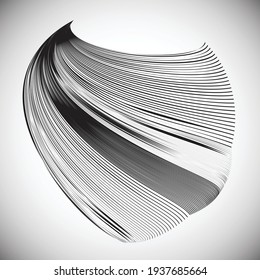 Lines in unusual Form . Sphere Vector Illustration .Technology round. Wave Logo . Design element . Abstract Geometric shape .
