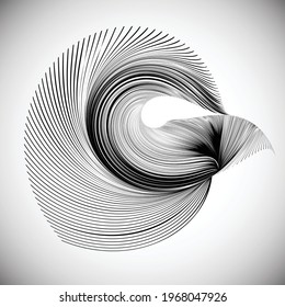 Líneas en forma inusual . Ilustración de vectores de esfera. Ronda de tecnología. Logotipo de onda . Elemento de diseño. Resumen Forma geométrica .