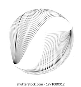 Lines in unusual Form . Sphere Vector Illustration .Technology round. Wave Logo . Design element . Abstract Geometric shape .