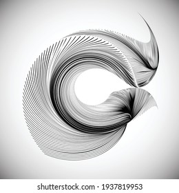 Lines in unusual Form . Spiral Vector Illustration .Technology round. Wave Logo . Design element . Abstract Geometric shape .