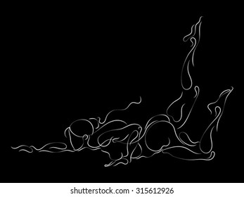 Lines of Us series. Vector sketches of human figure done in thin line