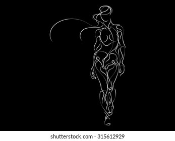 Lines of Us series. Vector sketches of human figure done in thin line