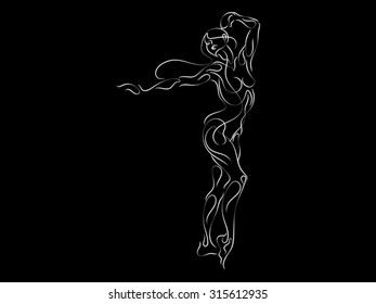 Lines of Us series. Vector sketches of human figure done in thin line