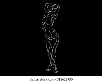 Lines of Us series. Vector sketches of human figure done in thin line