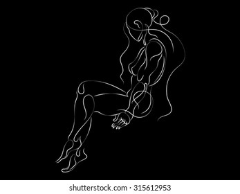 Lines of Us series. Vector sketches of human figure done in thin line