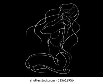 Lines of Us series. Vector sketches of human figure done in thin line