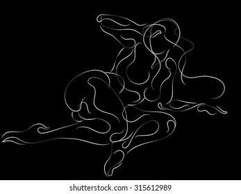 Lines of Us series. Vector sketches of human figure done in thin line