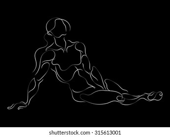 Lines of Us series. Vector sketches of human figure done in thin line