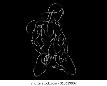 Lines of Us series. Vector sketches of human figure done in thin line