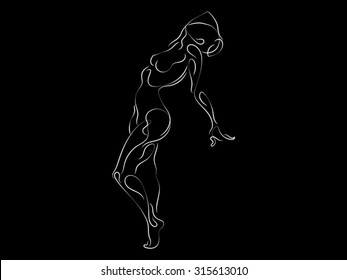 Lines of Us series. Vector sketches of human figure done in thin line