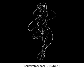 Lines of Us series. Vector sketches of human figure done in thin line