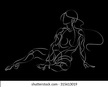 Lines of Us series. Vector sketches of human figure done in thin line