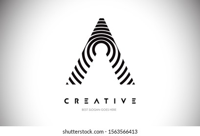 A Lines Warp Logo Design.Vector Letter Icon Made With Circular Lines.