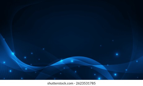 Elemento de onda de líneas con fondo azul abstracto