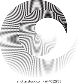  Lines in Wave Form . Spiral Vector Illustration .Technology round Logo . Design element . Abstract Geometric shape .