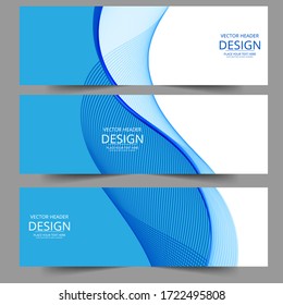 Lines waves in blue colors. Abstract geometric texture. Vector banner background .Eps10 Abstract swoosh background. Abstract corporate business banner web template, horizontal advertising.