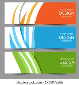 Lines waves in orange green blue colors. Abstract geometric texture. Vector banner background .Eps10 Abstract swoosh background. Abstract corporate business banner web template, horizontal advertising