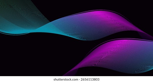 Diseño de fondo de ondas de líneas de Premium con patrón de línea diagonal en color negro. Plantilla Horizontal de Vector digital para el Anuncio de negocios lux