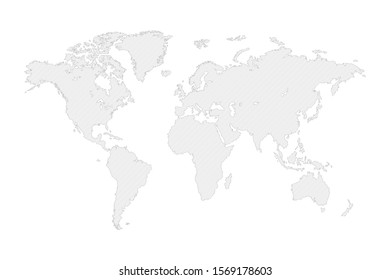 Lines world map vector illustration isolated on white background
