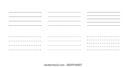 Lines to write on form a straight dotted dashed horizontal black set