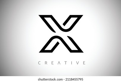 Lines X Letter Logo Design Monogram Icon with Creative Modern Trendy Look Vector. X letter made of Lines in Black and White Colors.