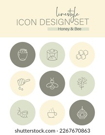 Linestyle Icon Design Honey and Bee