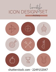 Linestyle Icon Design Set Archery