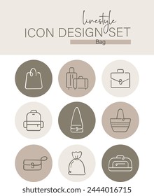 Linestyle Icon Design Set Bag