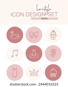 Linestyle Icon Design Set Ballet