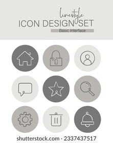 Linestyle Icon Design Set Basic Interface