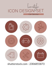 
Linestyle Icon Design Set Car Service