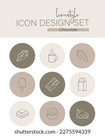 Linestyle Icon Design Set Chocolate