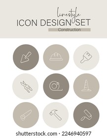 Linestyle Icon Design Set Construction