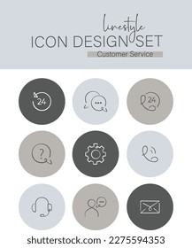 Linestyle Icon Design Set Customer Service