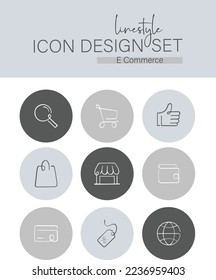 Linestyle Icon Design Set E Commerce