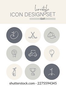 Linestyle Icon Design Set Golf