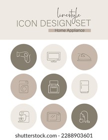 
Linestyle Icon Design Set Home Appliance