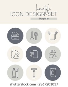
Higiene del conjunto de diseño de iconos de estilos de línea